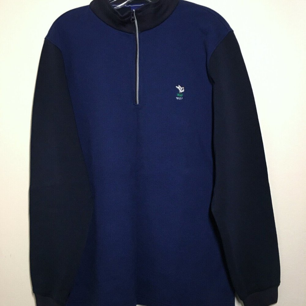 FootJoy 1857 Men's L (XL) 1/4 Zip Blue Black Pullover
